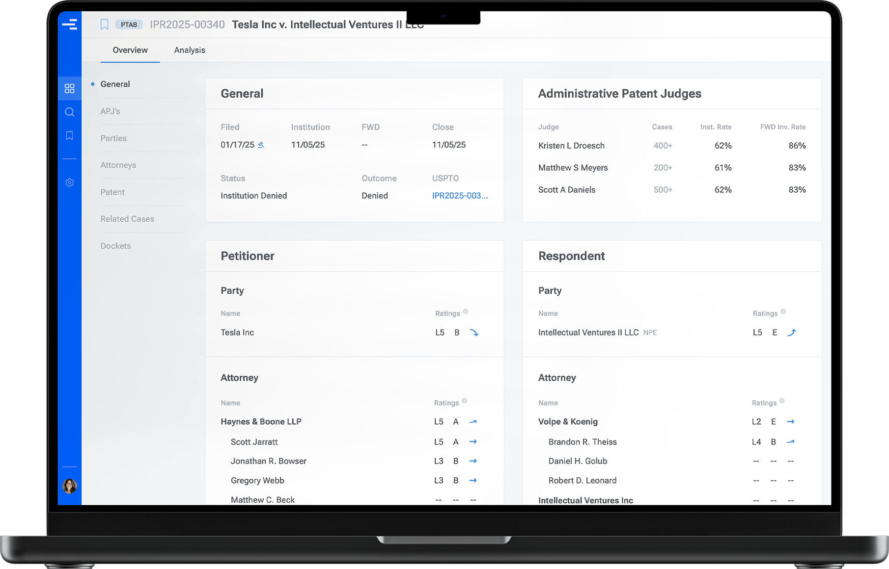 Ex Parte portal interface on laptop screen